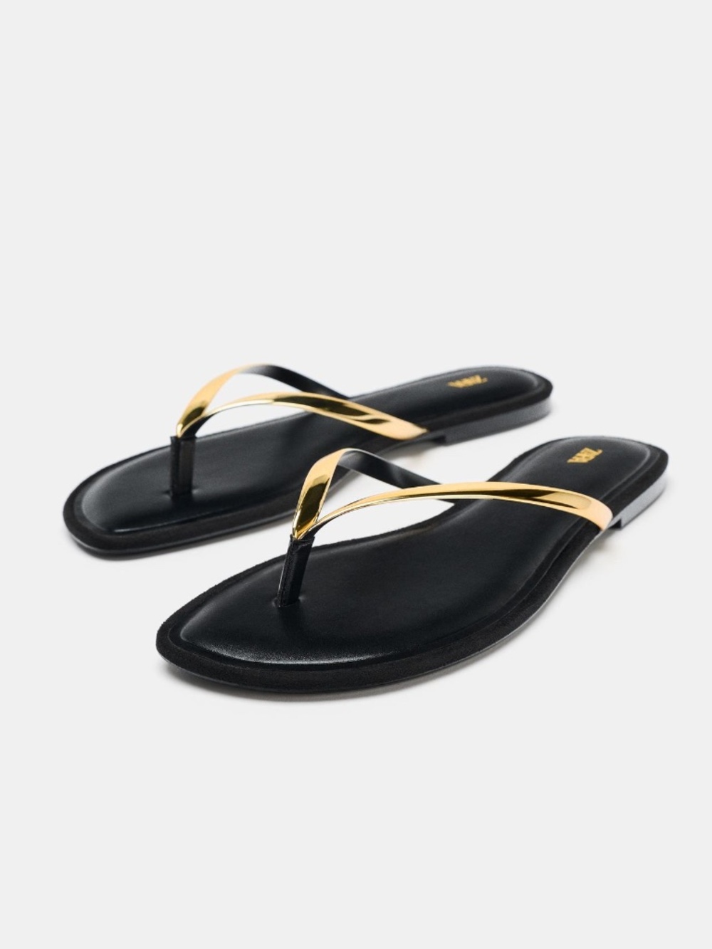 Zara Flip Flops Metallic Gold - Picture 1 of 5